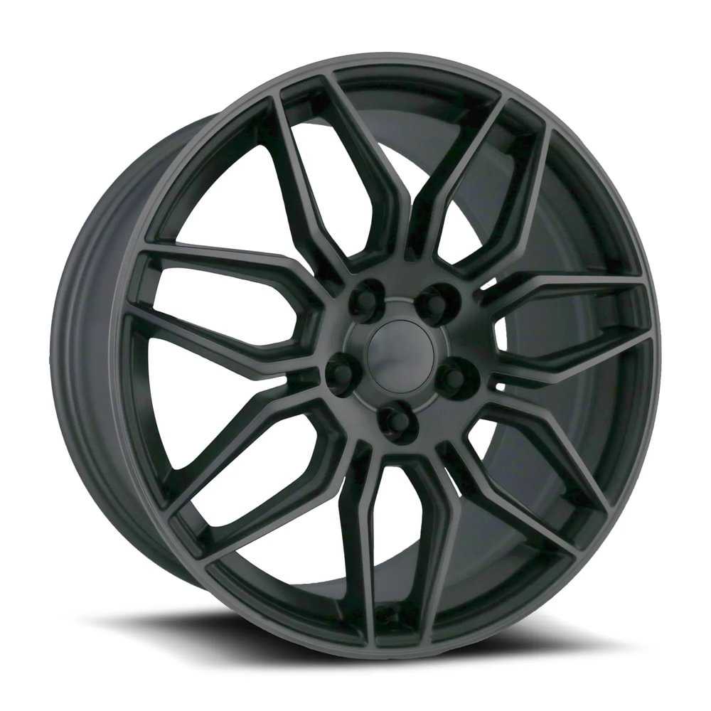 C8 Z06 STYLE TITANIUM GRAY MACHINED FACE WITH DARK CLEAR COAT SET