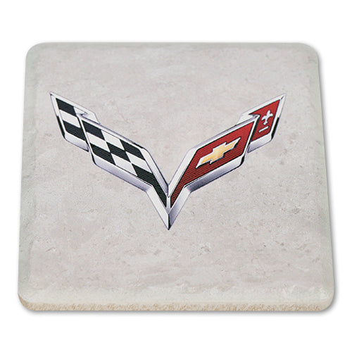 C7 CORVETTE FLAG STONE COASTER SET