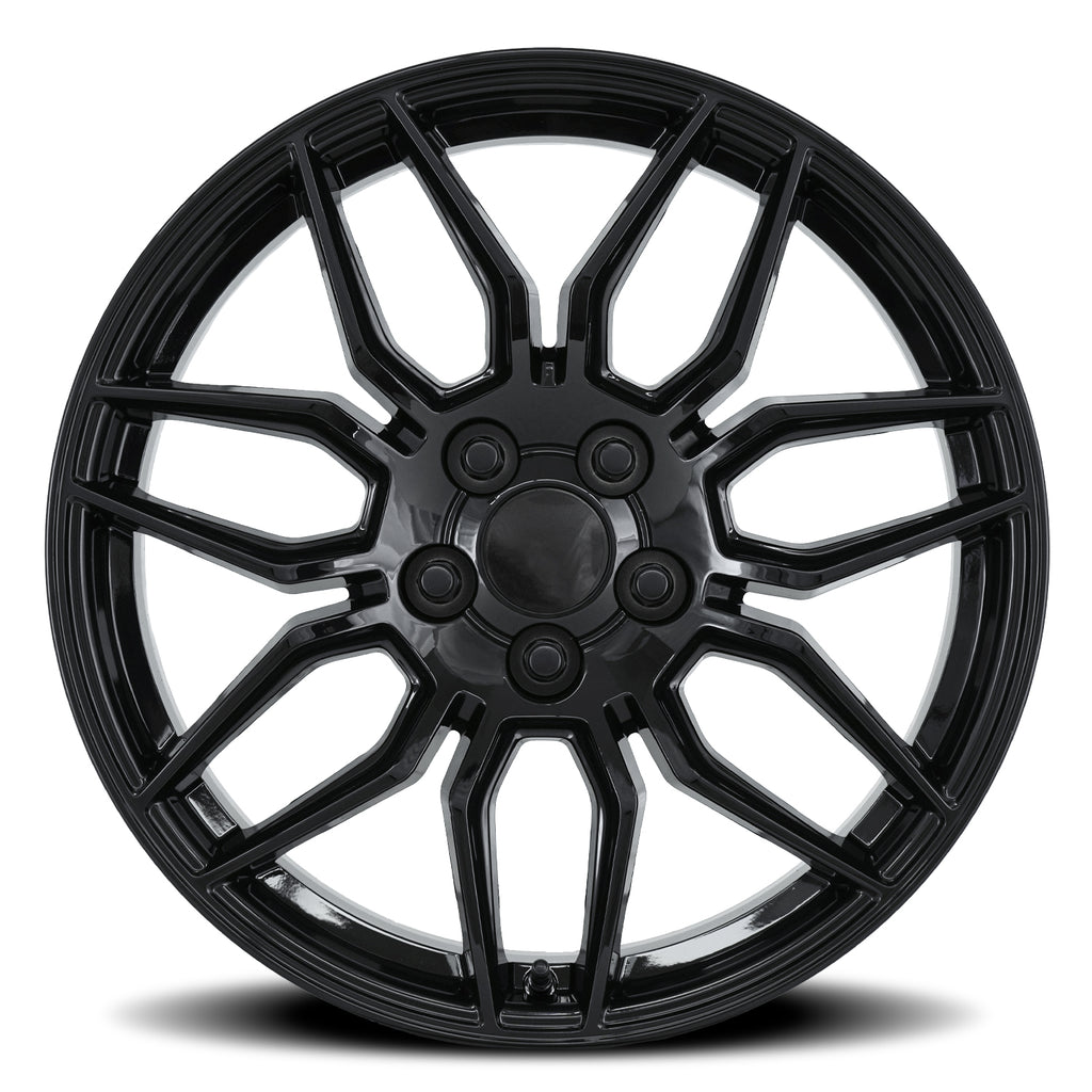 C8 Z06 STYLE TITANIUM GRAY MACHINED FACE WITH DARK CLEAR COAT- Single