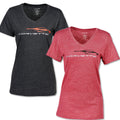 C8 CORVETTE GLITTER GESTURE V-NECK T-SHIRT